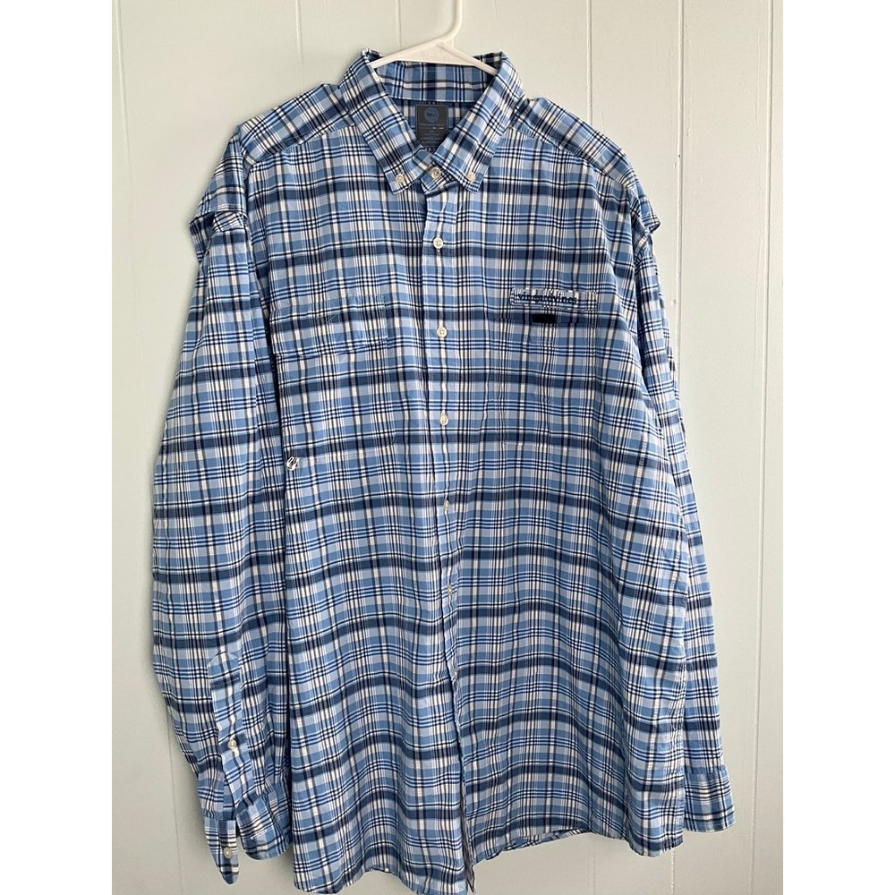 Vineyard Vines Mens XXL Harbor Shirt Blue Plaid‎ Vented Fishing Performance Long